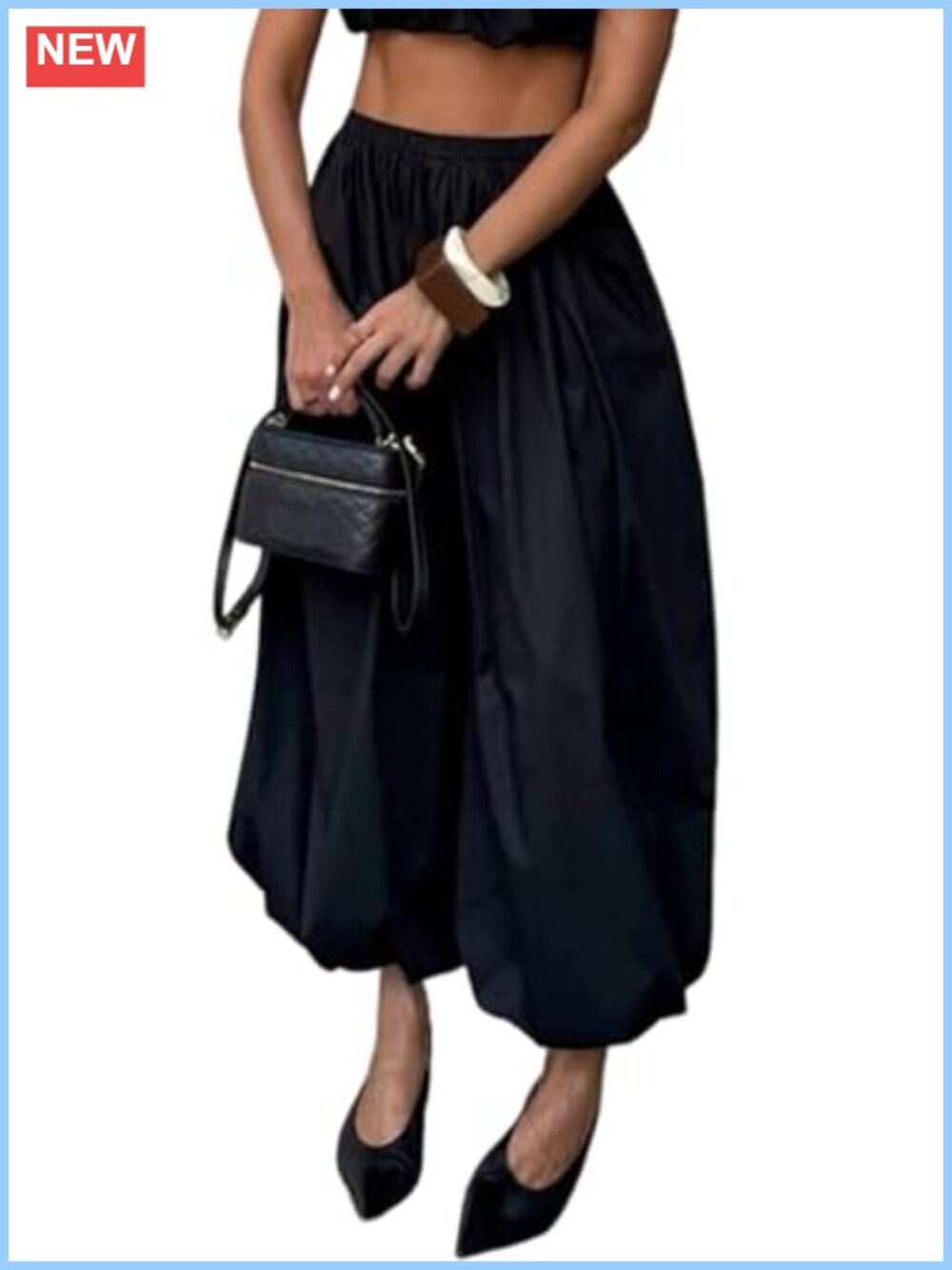 Womens Balloon Pants Baggy Elastic Waist Pleated Harem Pants